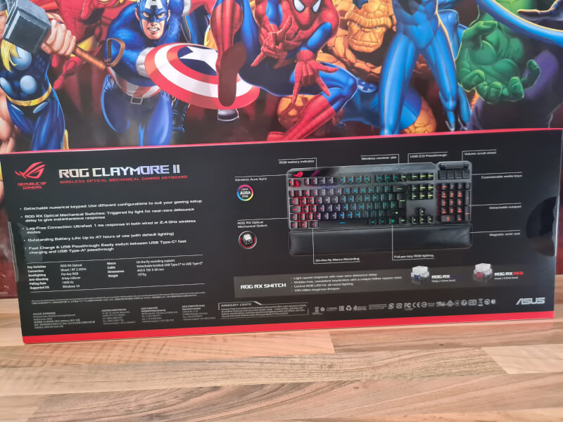 Keyboard Gaming Switches II Claymore Fullsize RX Wireless 80% ASUS Red ROG TKL.jpg